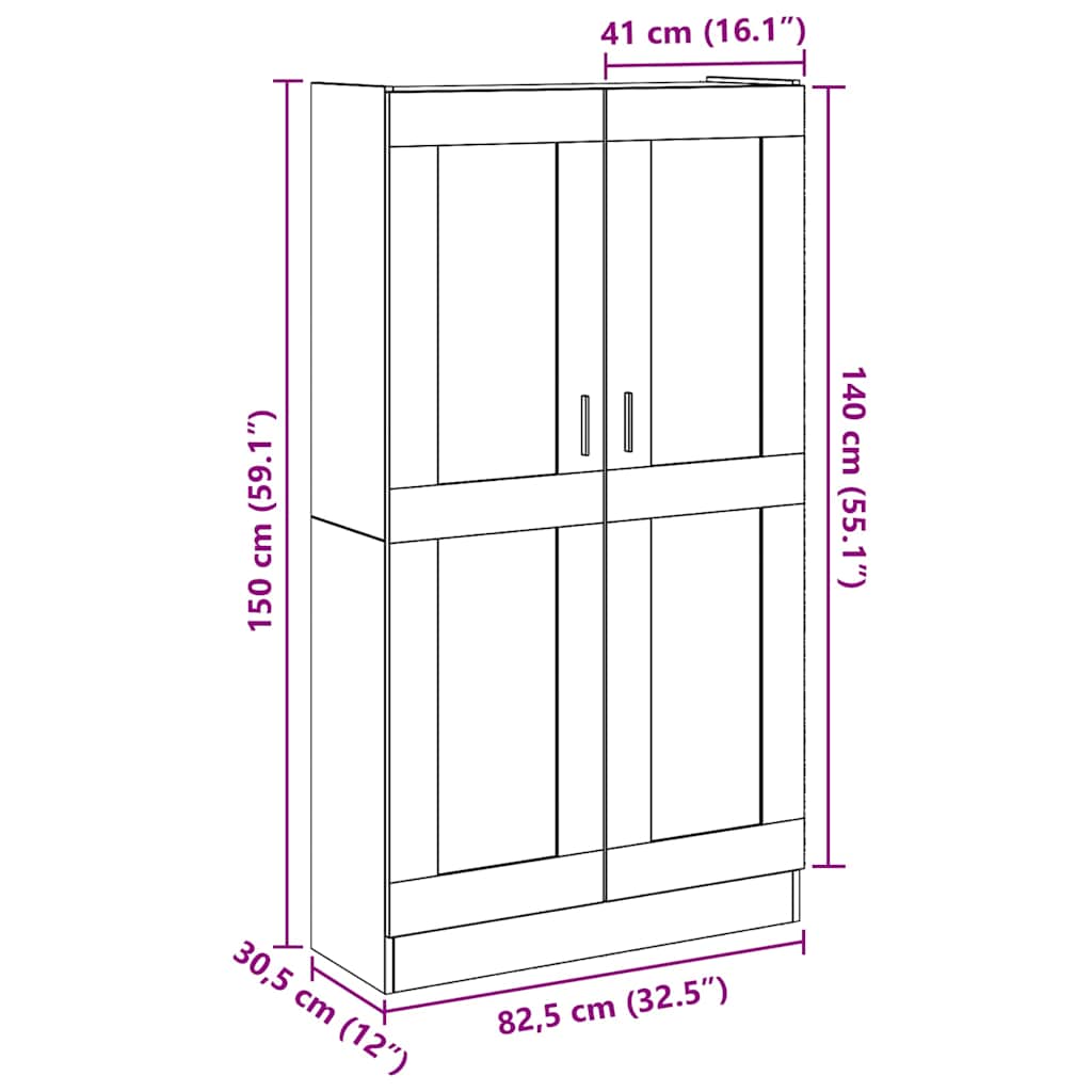 Credenza Alta Legno Antico 82,5x30,5x150 cm in Truciolato