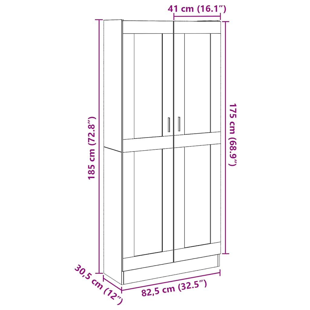 Credenza Alta Rovere Artigianale 82,5x30,5x185 cm in Truciolato