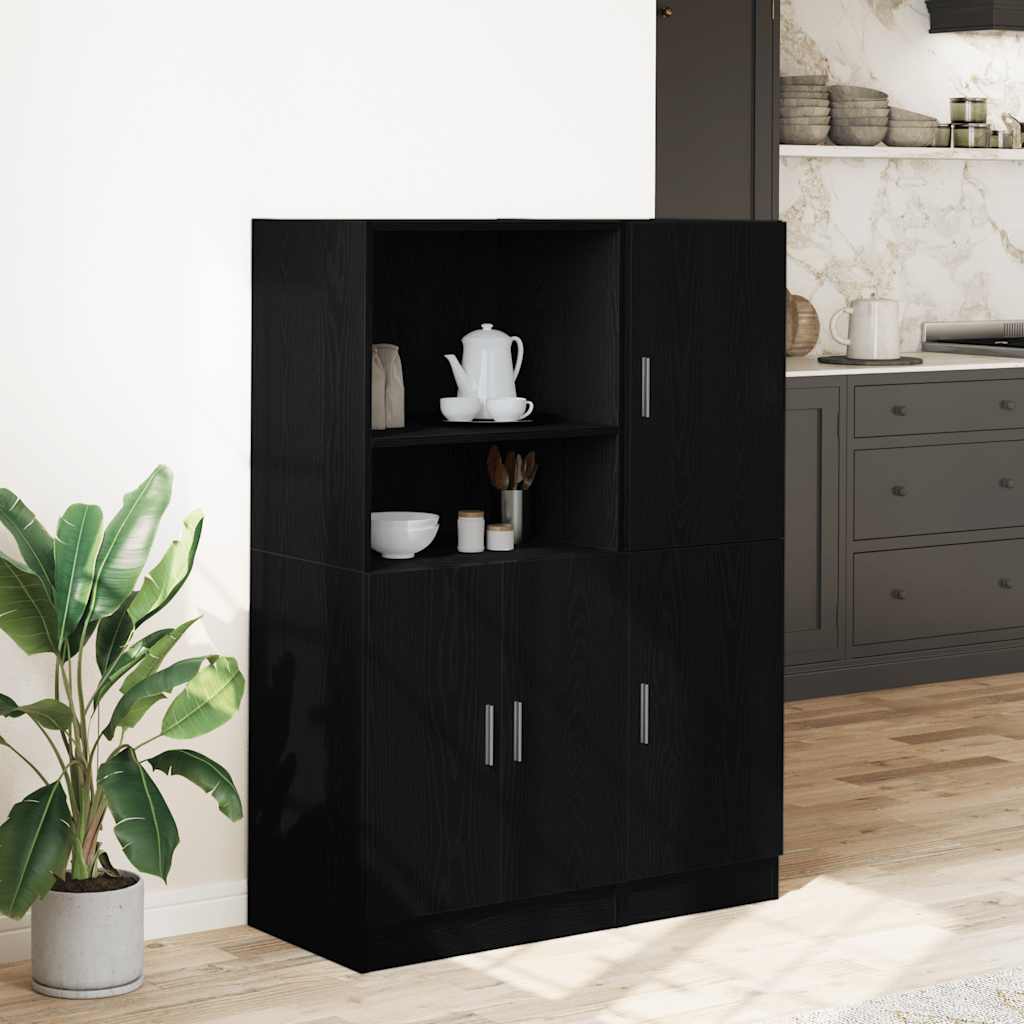 Set di Mobili da Cucina 2 pz Nero in Truciolato