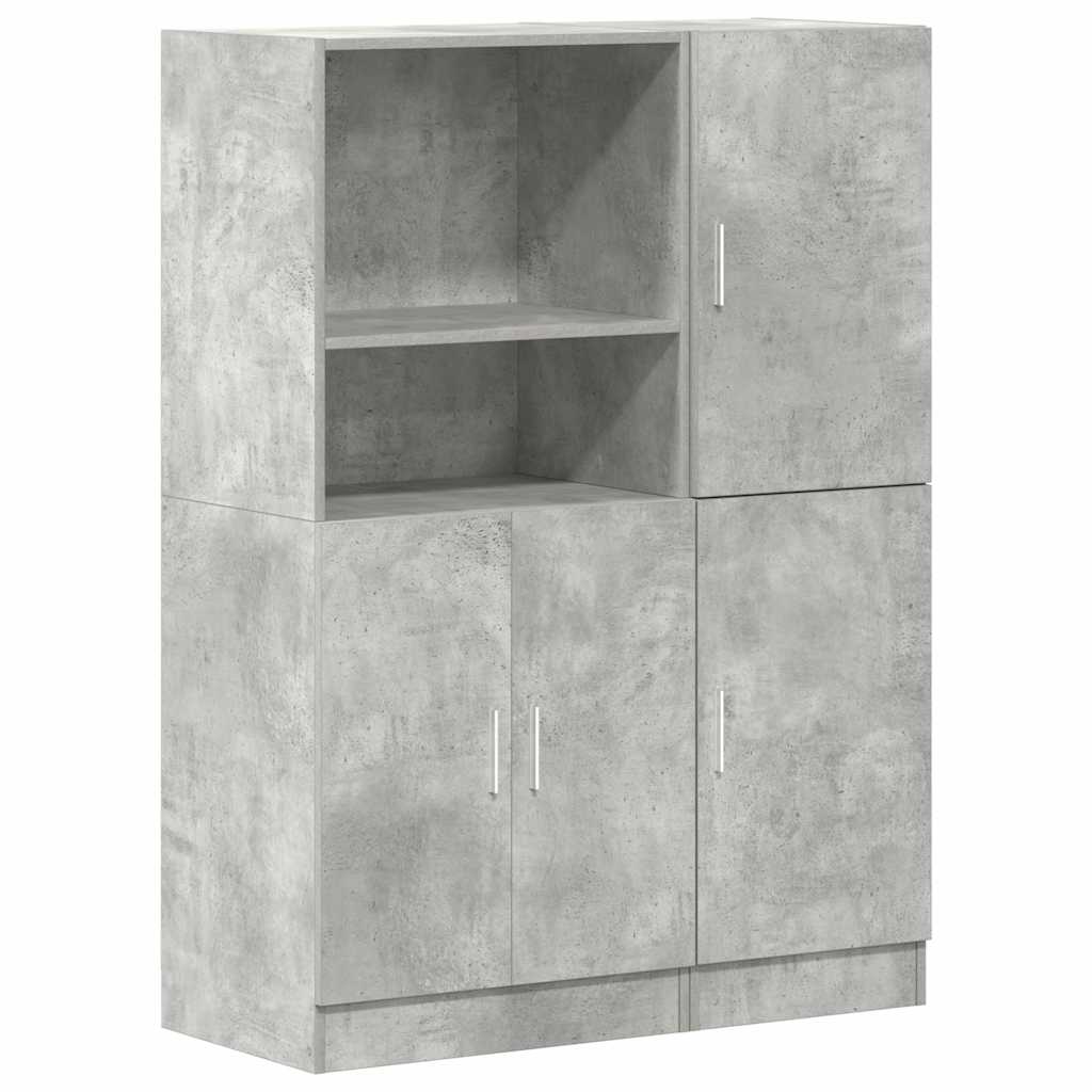 Set di Mobili da Cucina 2 pz Grigio Cemento in Truciolato