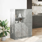 Set di Mobili da Cucina 2 pz Grigio Cemento in Truciolato