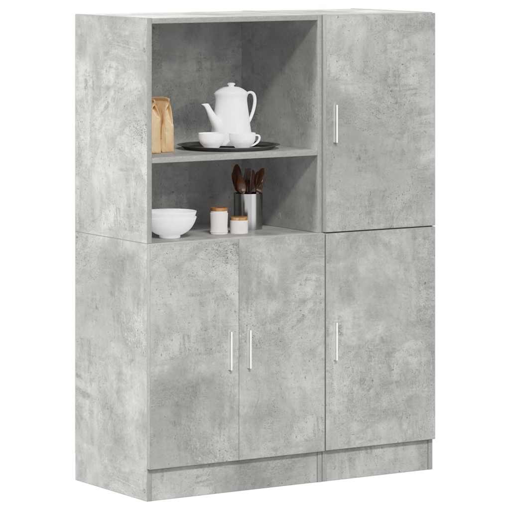 Set di Mobili da Cucina 2 pz Grigio Cemento in Truciolato