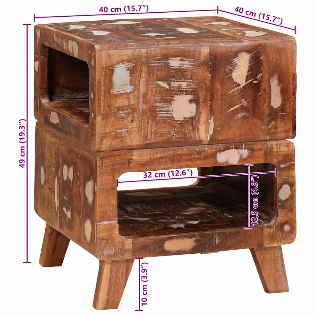 Tavolino Marrone 40 x 40 x 49 cm Legno Recuperato Massello
