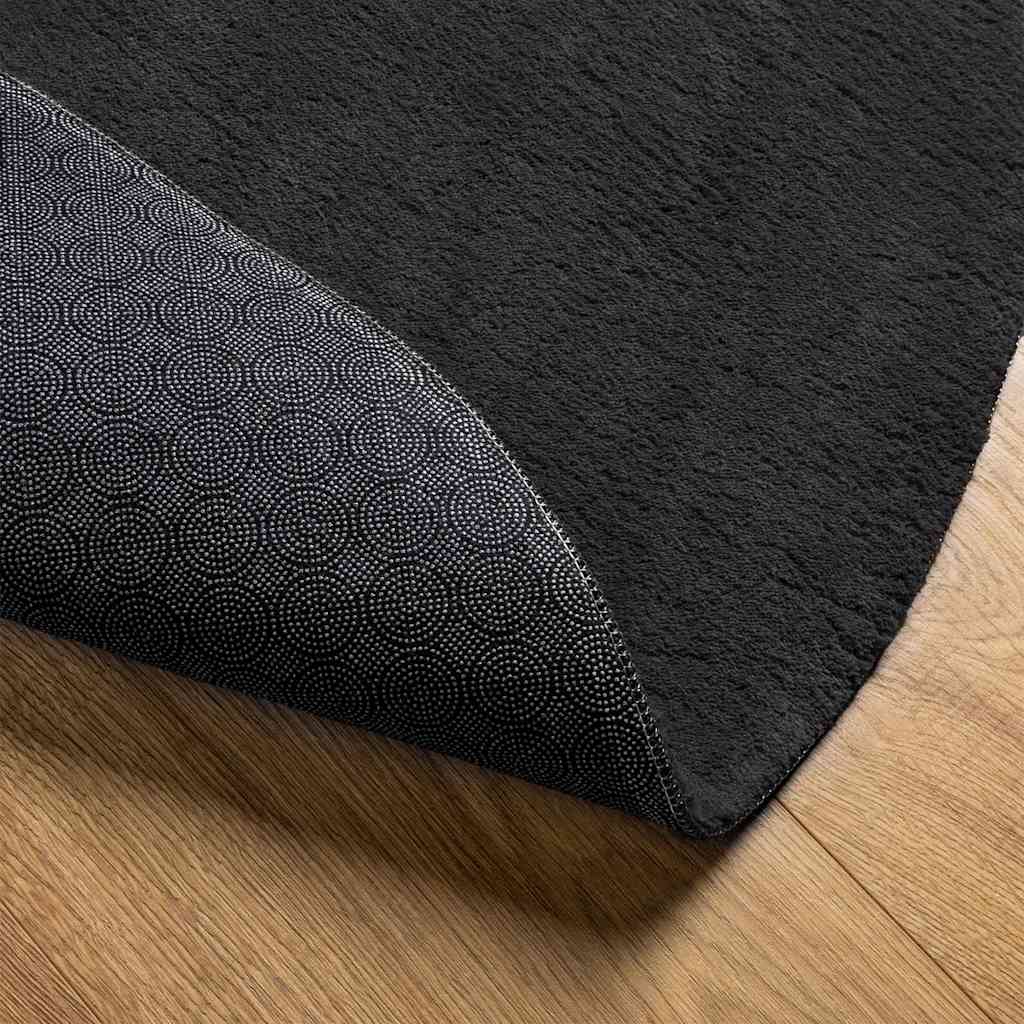 Tappeti per area Ovale HUARTE Nero 80 x 150 cm 100% Poliestere
