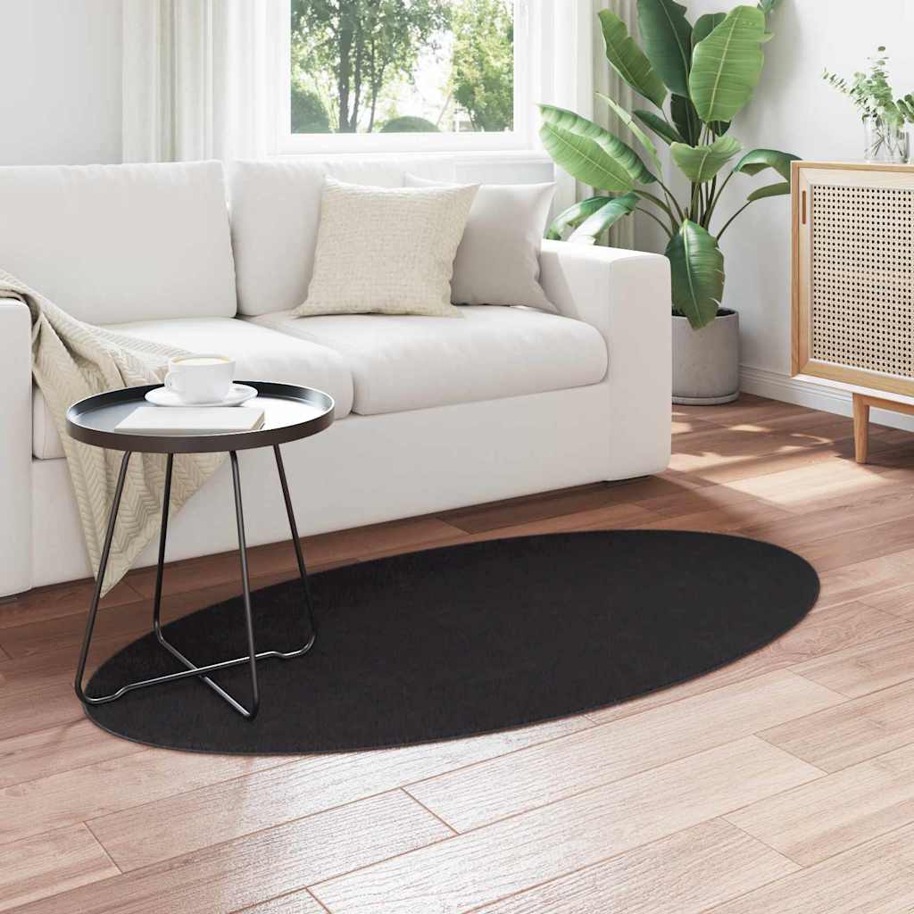 Tappeti per area Ovale HUARTE Nero 80 x 150 cm 100% Poliestere