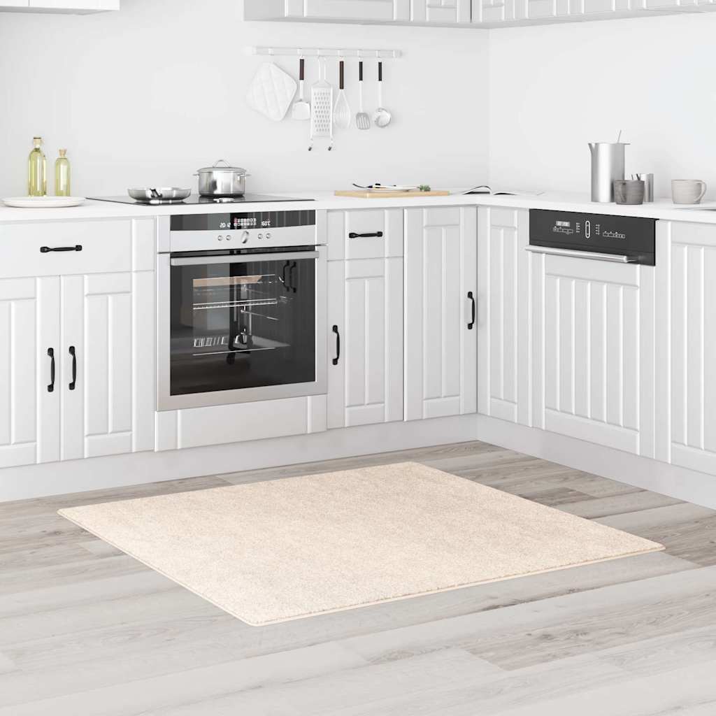 Tappeto Shaggy Antiscivolo Crema 120 x 120 cm PP