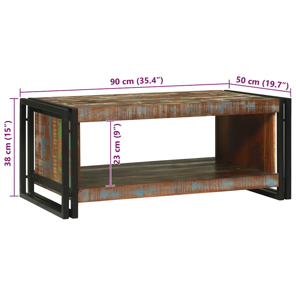 Tavolino da salotto 90 x 50 x 38 cm Legno Recuperato Massello