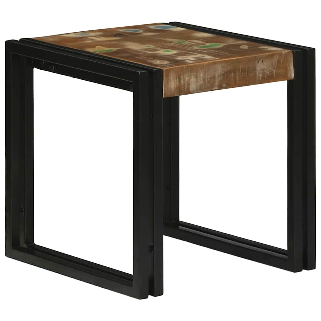 Tavolo Nesting 3 pcs Legno Riciclato Massello e Metallo