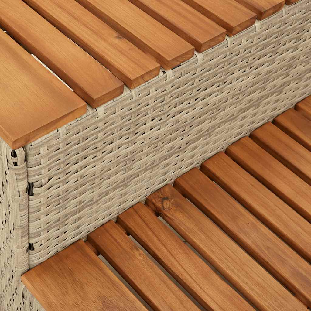 Bordo per Vasca Idromassaggio Beige Polyrattan&Massello Acacia