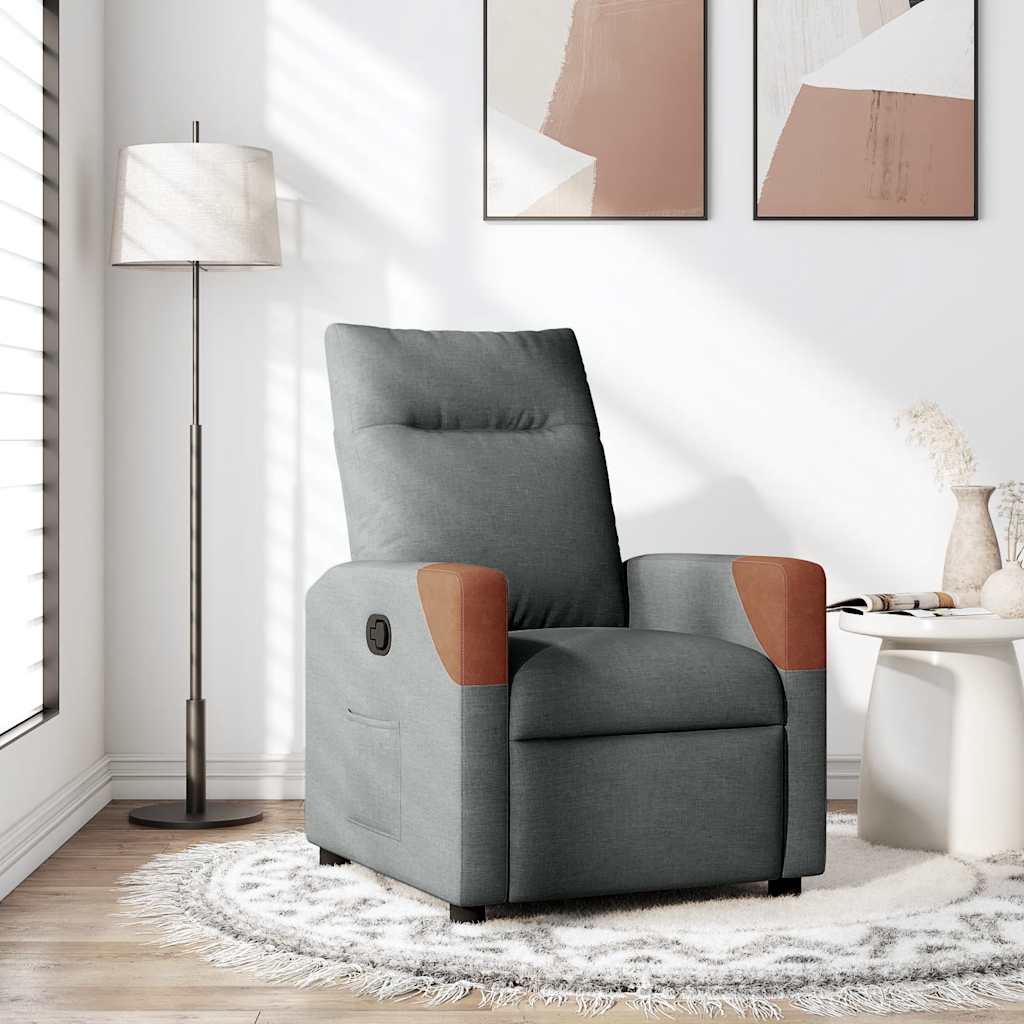 Poltrona reclinabile in tessuto grigio scuro