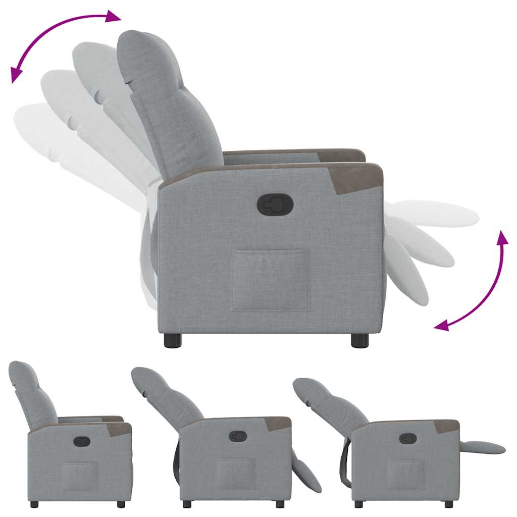 Poltrona Reclinabile in Tessuto Grigio Chiaro