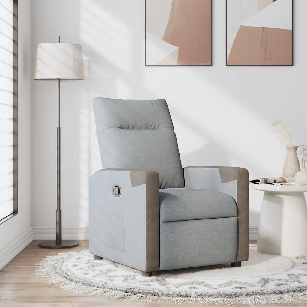 Poltrona Reclinabile in Tessuto Grigio Chiaro