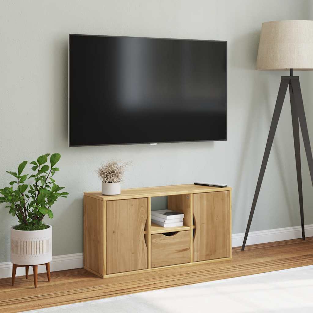 Mobile Porta TV con Cassetto ODDA 79x24x40 cm in Legno di Pino