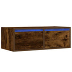 Mobile Porta TV con Luci LED Rovere Fumo 75x35,5x25 cm
