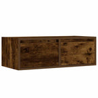 Mobile Porta TV con Luci LED Rovere Fumo 75x35,5x25 cm