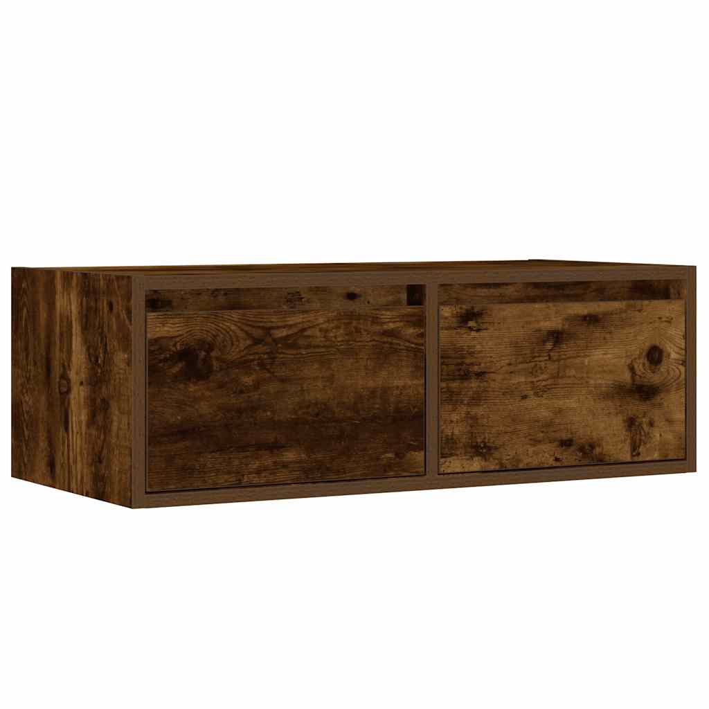 Mobile Porta TV con Luci LED Rovere Fumo 75x35,5x25 cm