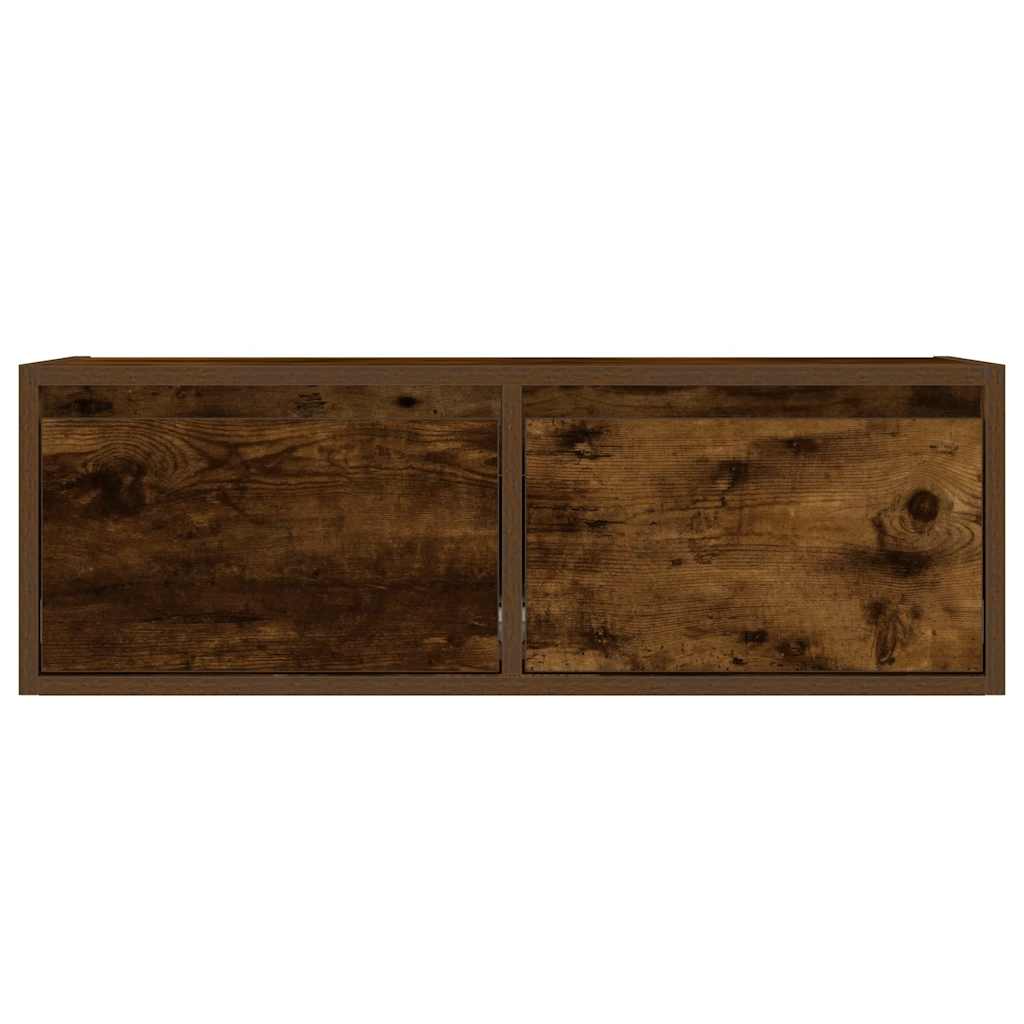 Mobile Porta TV con Luci LED Rovere Fumo 75x35,5x25 cm