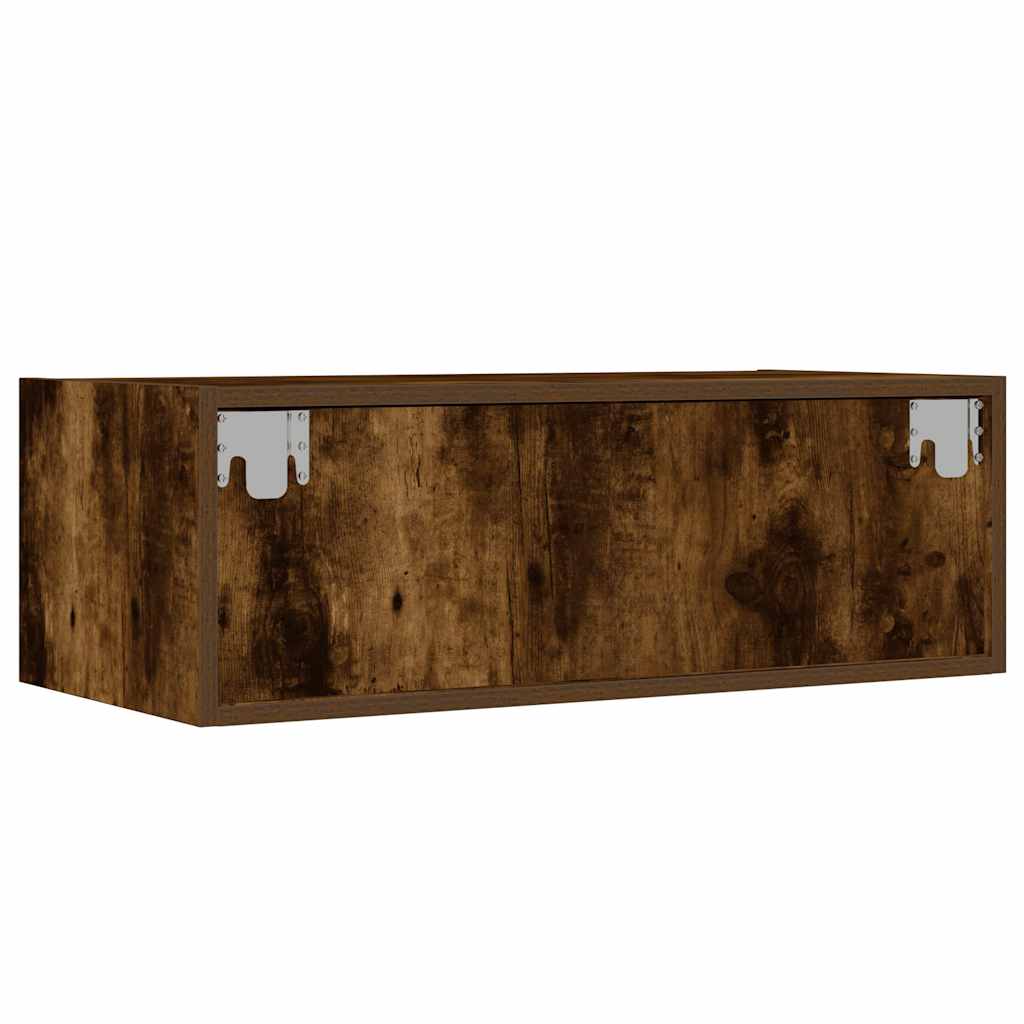 Mobile Porta TV con Luci LED Rovere Fumo 75x35,5x25 cm