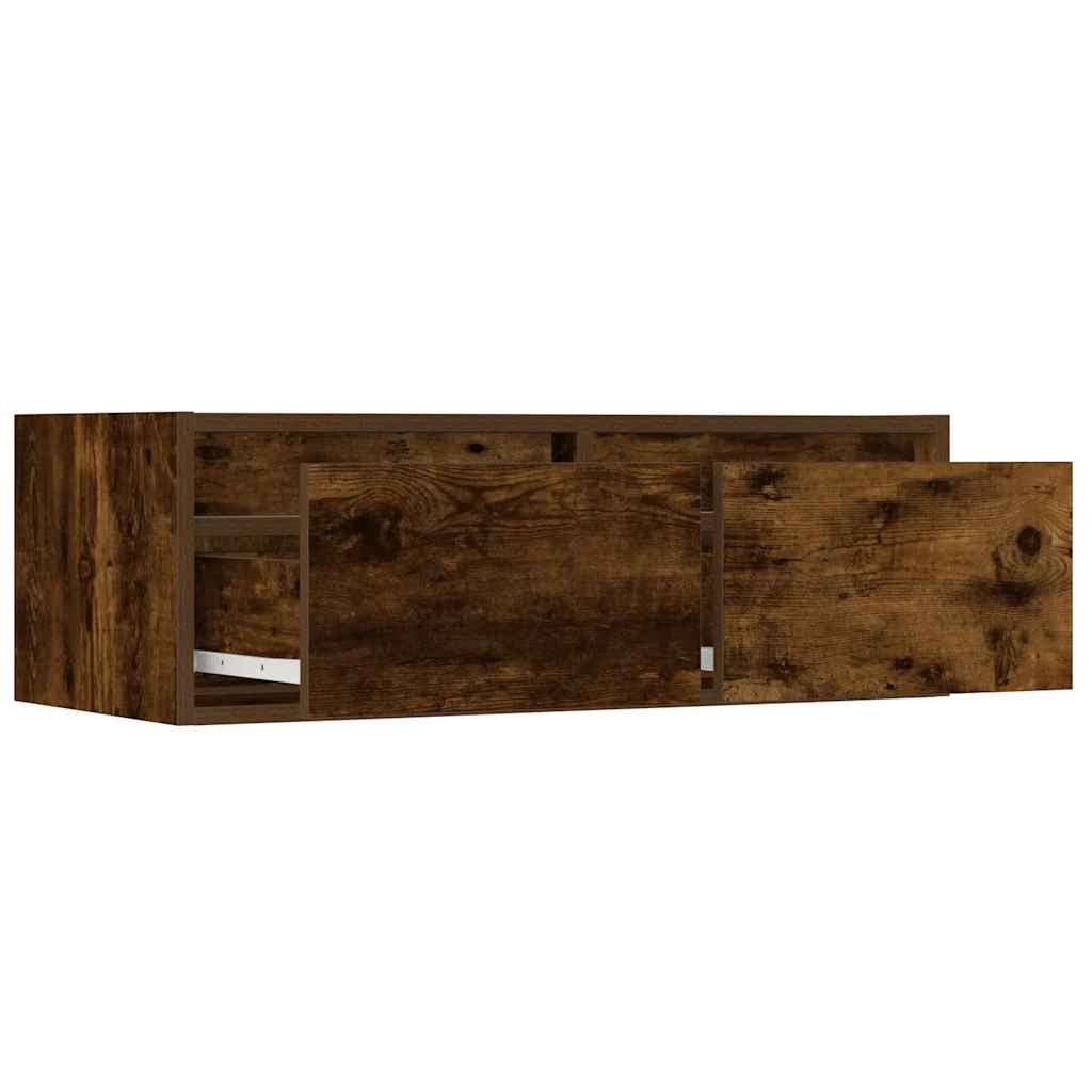 Mobile Porta TV con Luci LED Rovere Fumo 75x35,5x25 cm
