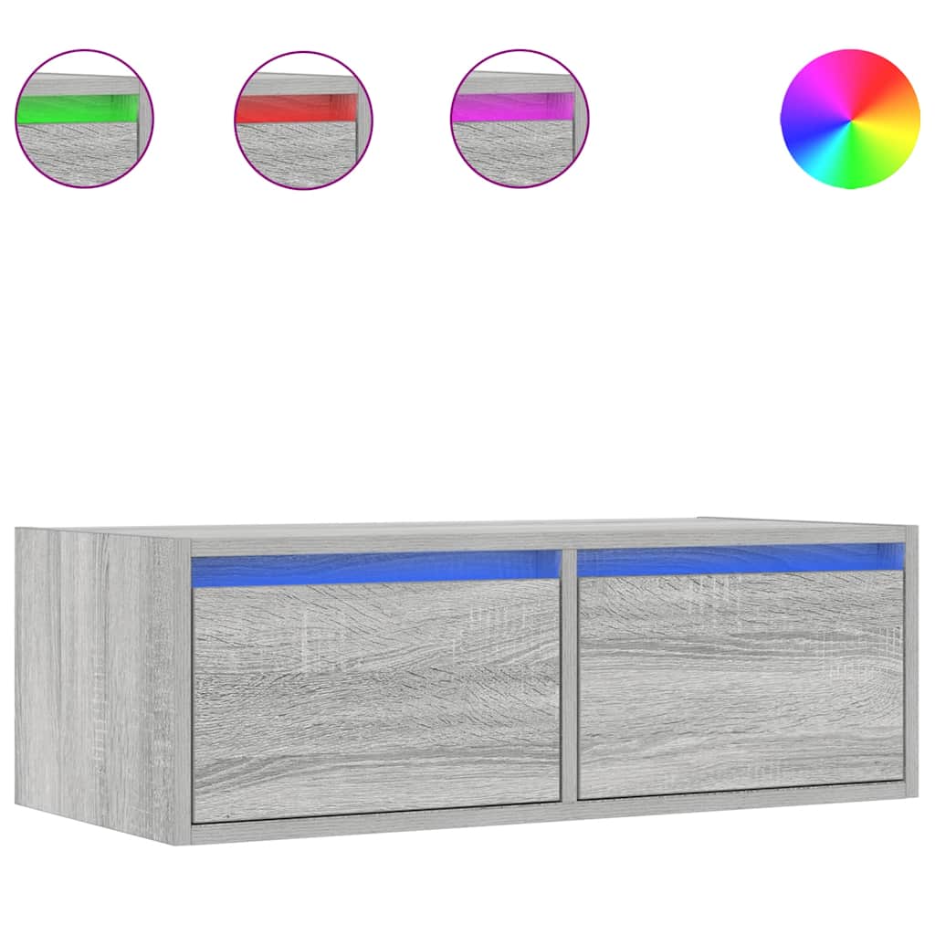 Mobile Porta TV con Luci LED Grigio Sonoma 75x35,5x25 cm