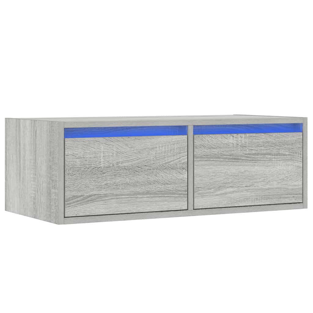 Mobile Porta TV con Luci LED Grigio Sonoma 75x35,5x25 cm