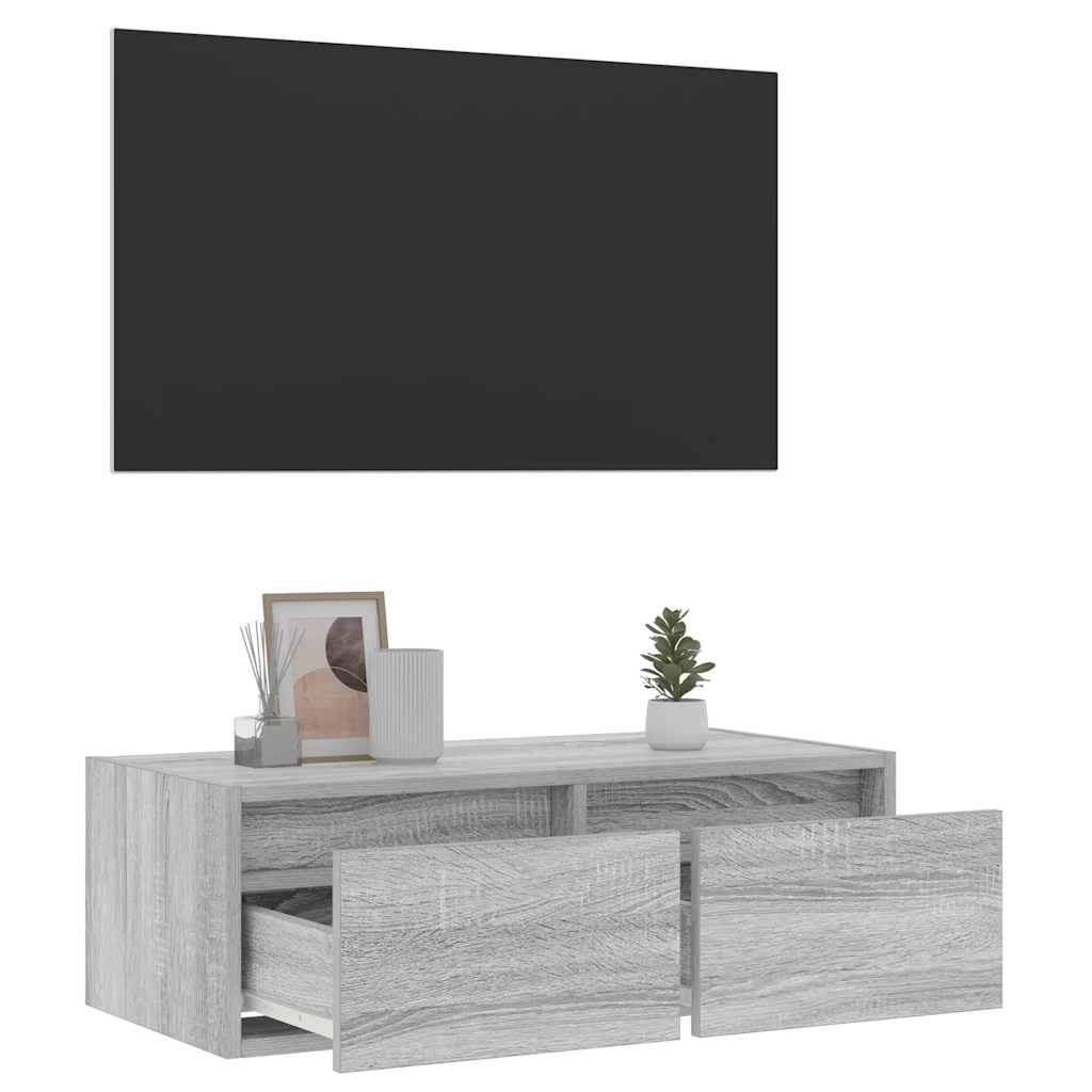 Mobile Porta TV con Luci LED Grigio Sonoma 75x35,5x25 cm