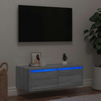 Mobile Porta TV con Luci LED Grigio Sonoma 75x35,5x25 cm