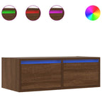 Mobile Porta TV con Luci LED Rovere Marrone 75x35,5x25 cm