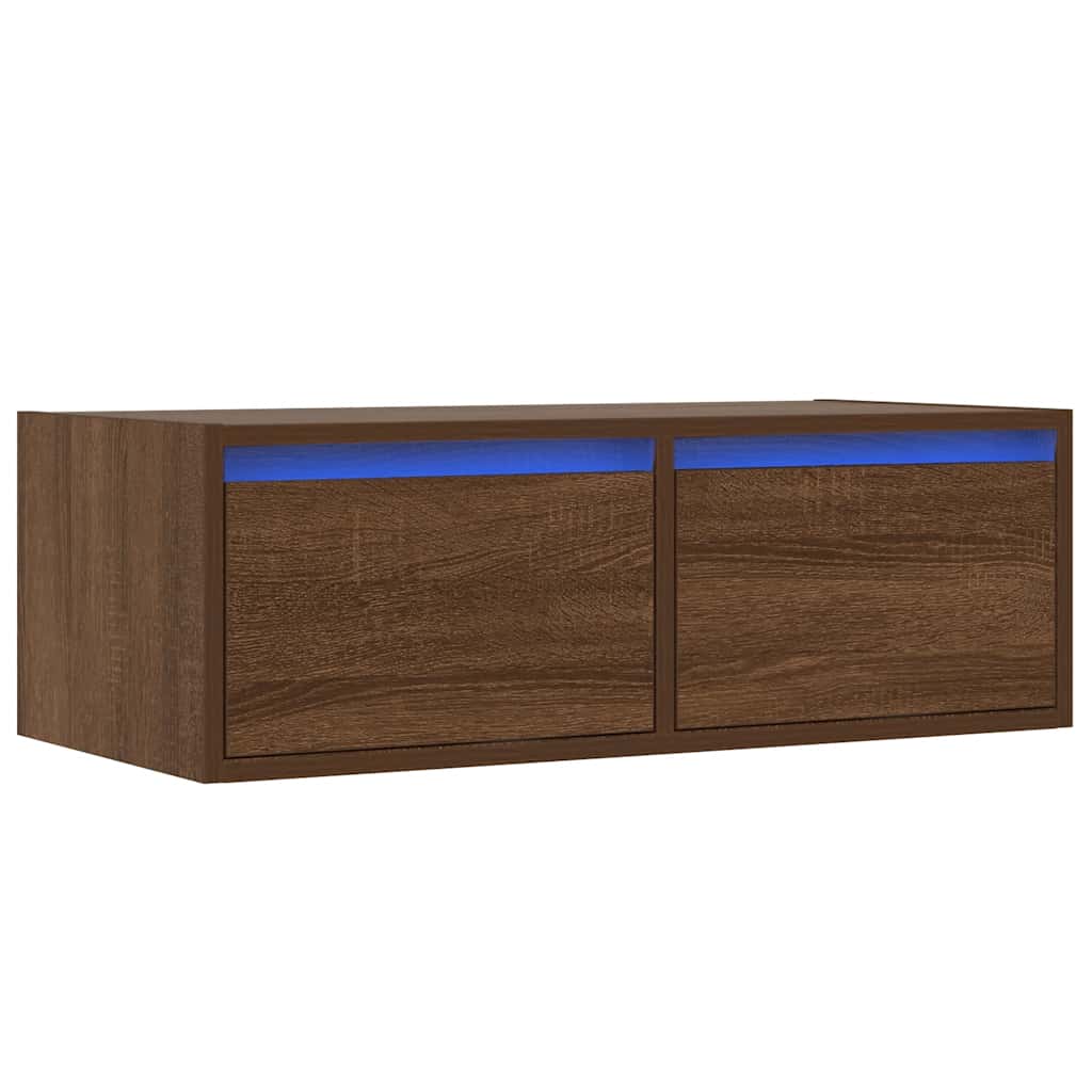Mobile Porta TV con Luci LED Rovere Marrone 75x35,5x25 cm