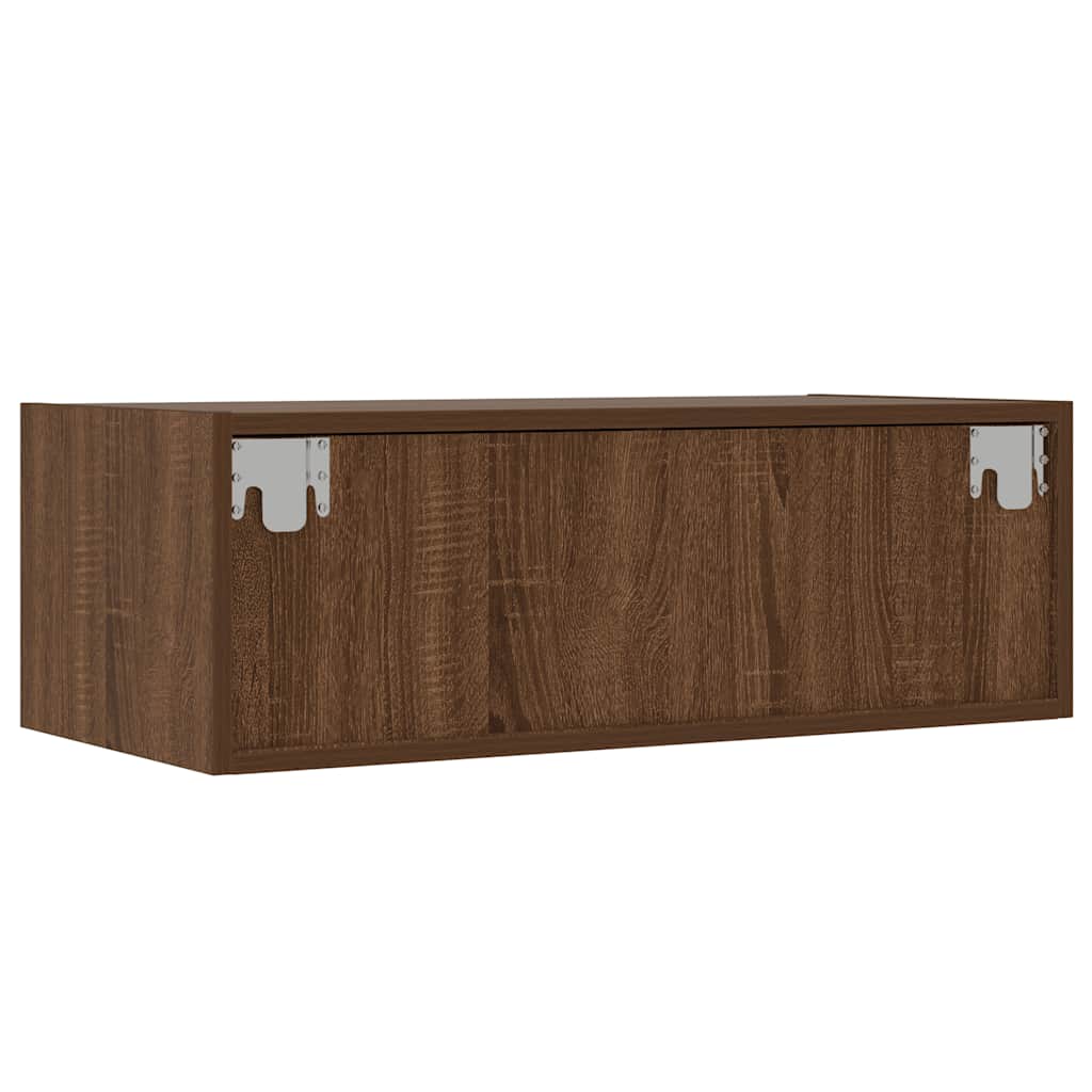 Mobile Porta TV con Luci LED Rovere Marrone 75x35,5x25 cm