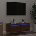 Mobile Porta TV con Luci LED Rovere Marrone 75x35,5x25 cm