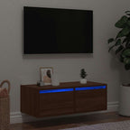 Mobile Porta TV con Luci LED Rovere Marrone 75x35,5x25 cm