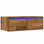 Mobile Porta TV con Luci LED Legno Antico 75x35,5x25 cm
