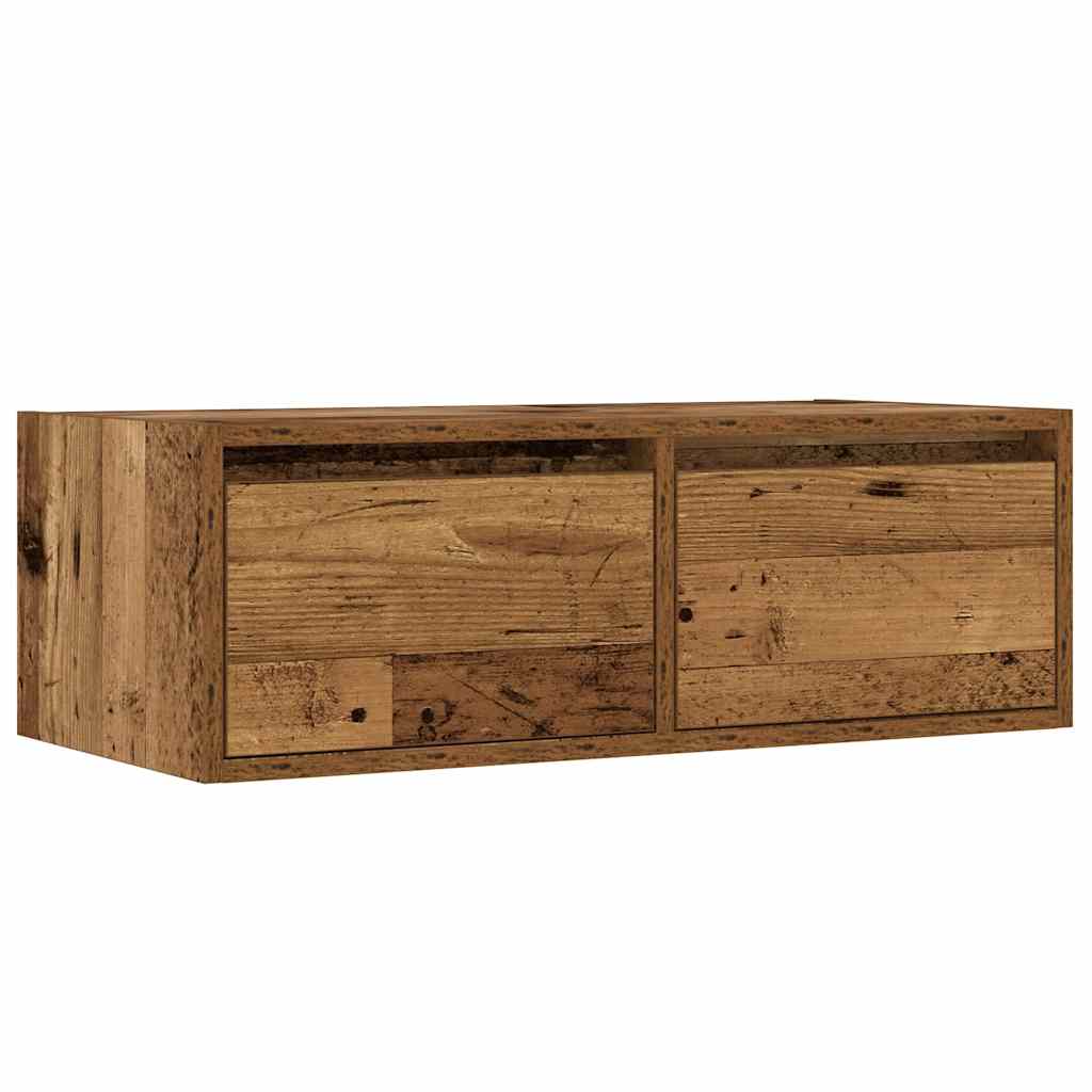 Mobile Porta TV con Luci LED Legno Antico 75x35,5x25 cm