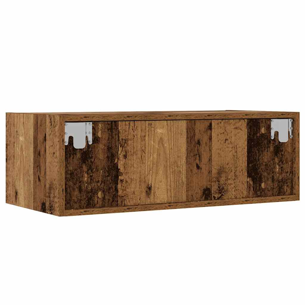 Mobile Porta TV con Luci LED Legno Antico 75x35,5x25 cm