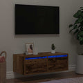 Mobile Porta TV con Luci LED Legno Antico 75x35,5x25 cm