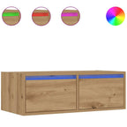 Mobile Porta TV con Luci LED Rovere Artigianale 75x35,5x25 cm