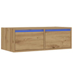 Mobile Porta TV con Luci LED Rovere Artigianale 75x35,5x25 cm