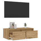 Mobile Porta TV con Luci LED Rovere Artigianale 75x35,5x25 cm