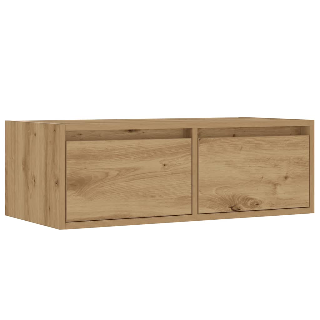 Mobile Porta TV con Luci LED Rovere Artigianale 75x35,5x25 cm