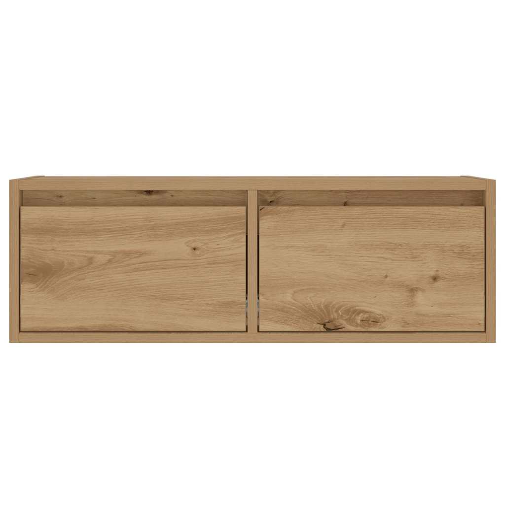 Mobile Porta TV con Luci LED Rovere Artigianale 75x35,5x25 cm
