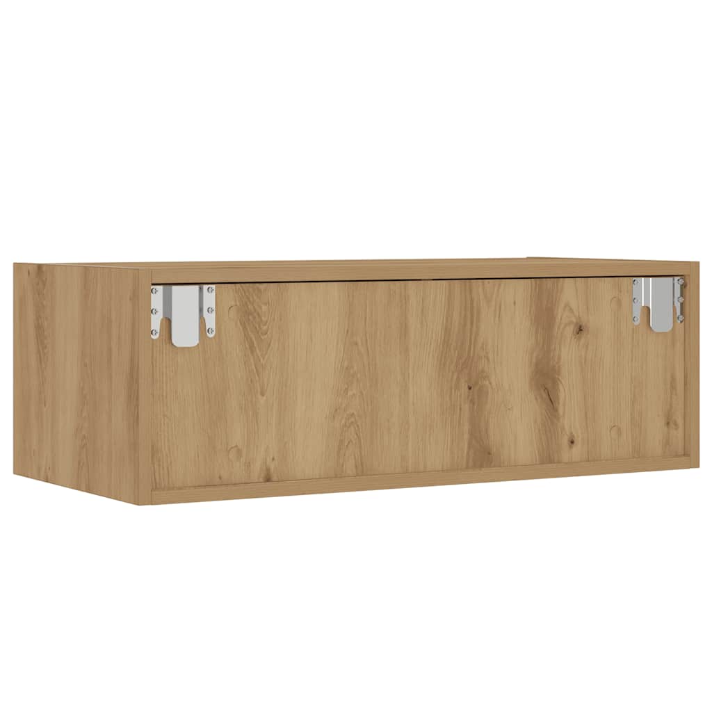 Mobile Porta TV con Luci LED Rovere Artigianale 75x35,5x25 cm