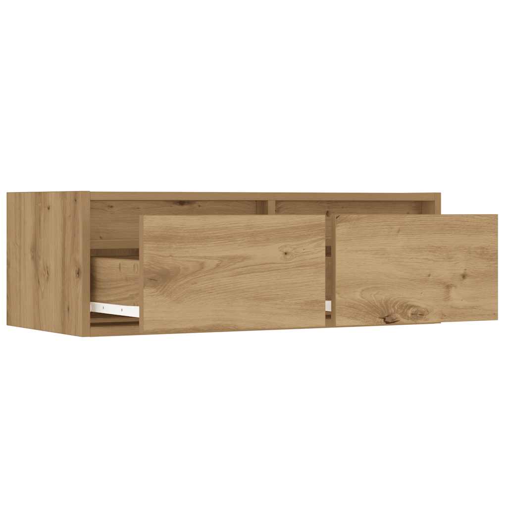 Mobile Porta TV con Luci LED Rovere Artigianale 75x35,5x25 cm