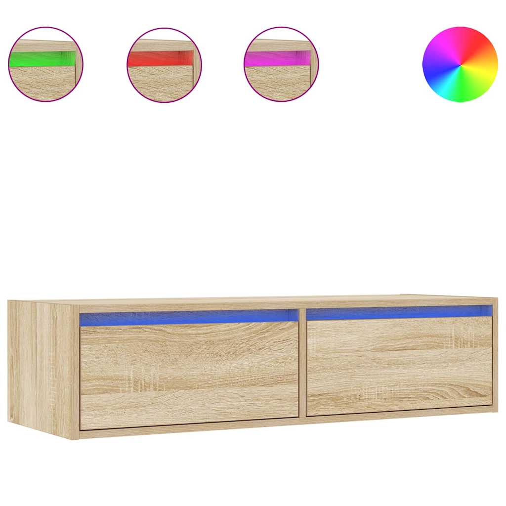 Mobile Porta TV con Luci LED Rovere Sonoma 100X35,5x25 cm