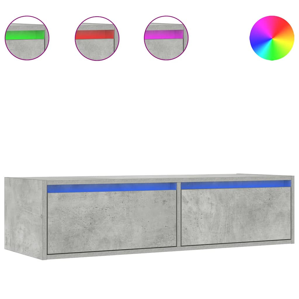 Mobile Porta TV con Luci LED Grigio Cemento 100X35,5x25 cm