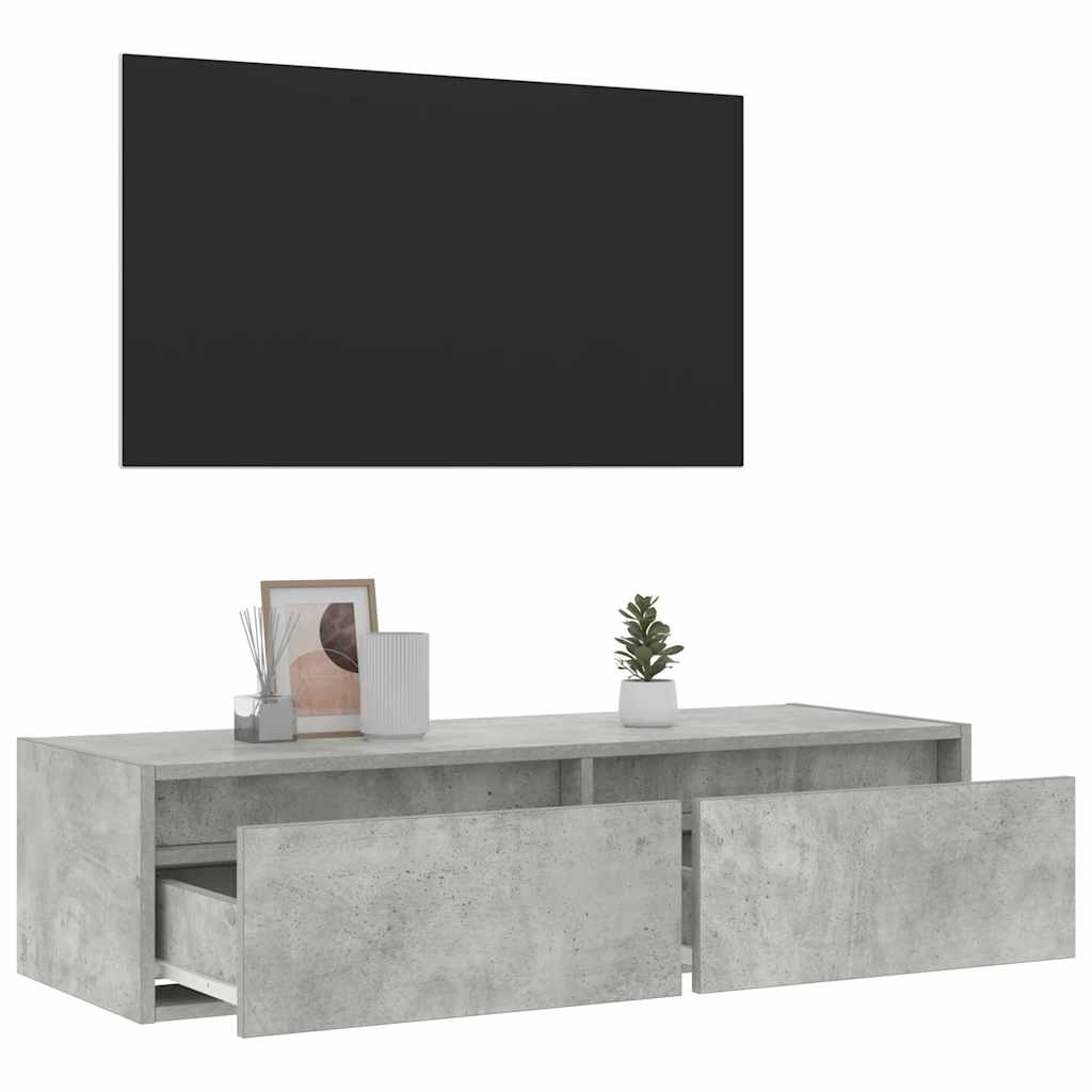 Mobile Porta TV con Luci LED Grigio Cemento 100X35,5x25 cm