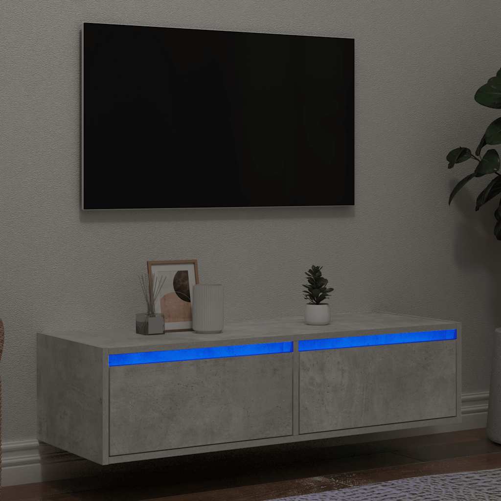 Mobile Porta TV con Luci LED Grigio Cemento 100X35,5x25 cm