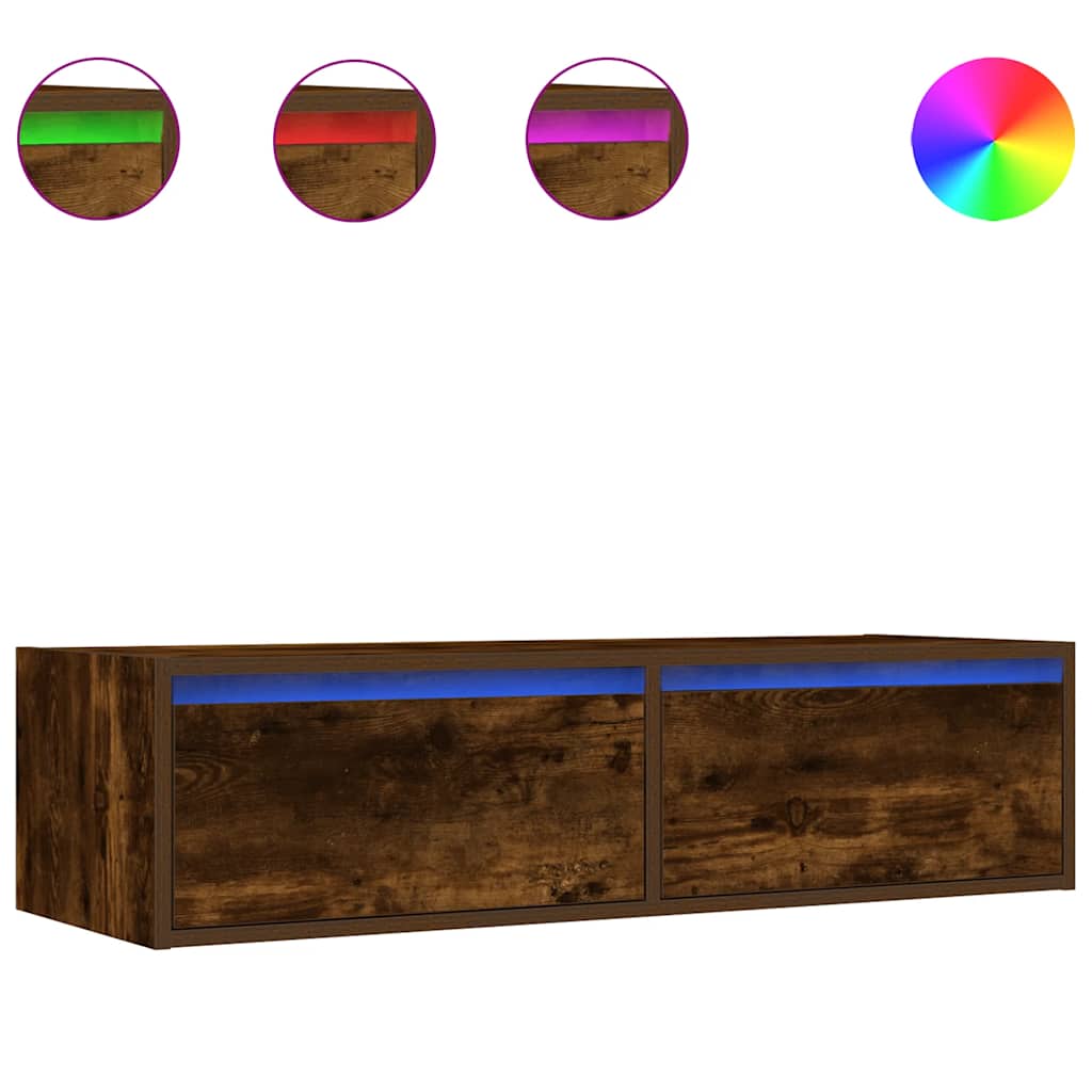 Mobile Porta TV con Luci LED Rovere Fumo 100X35,5x25 cm