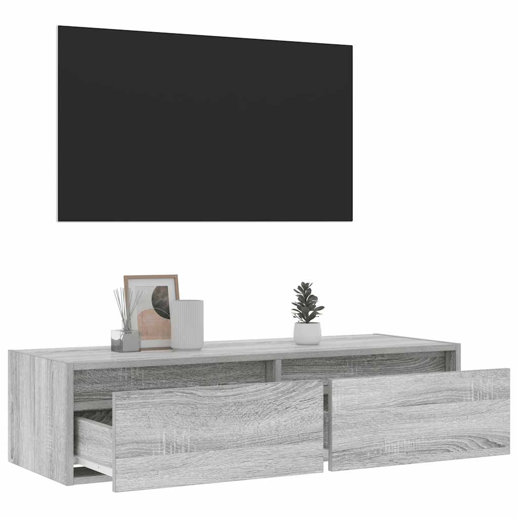 Mobile Porta TV con Luci LED Grigio Sonoma 100X35,5x25 cm