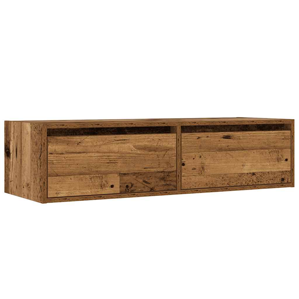 Mobile Porta TV con Luci LED Legno Vecchio 100X35,5x25 cm